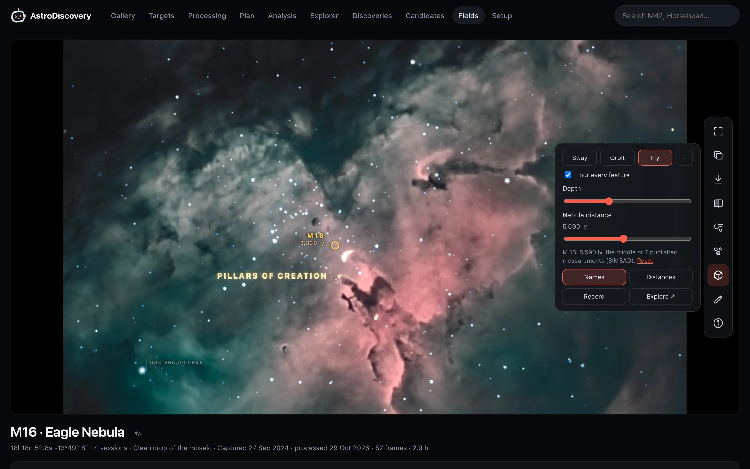 The 3D tour, arriving at the Pillars of Creation