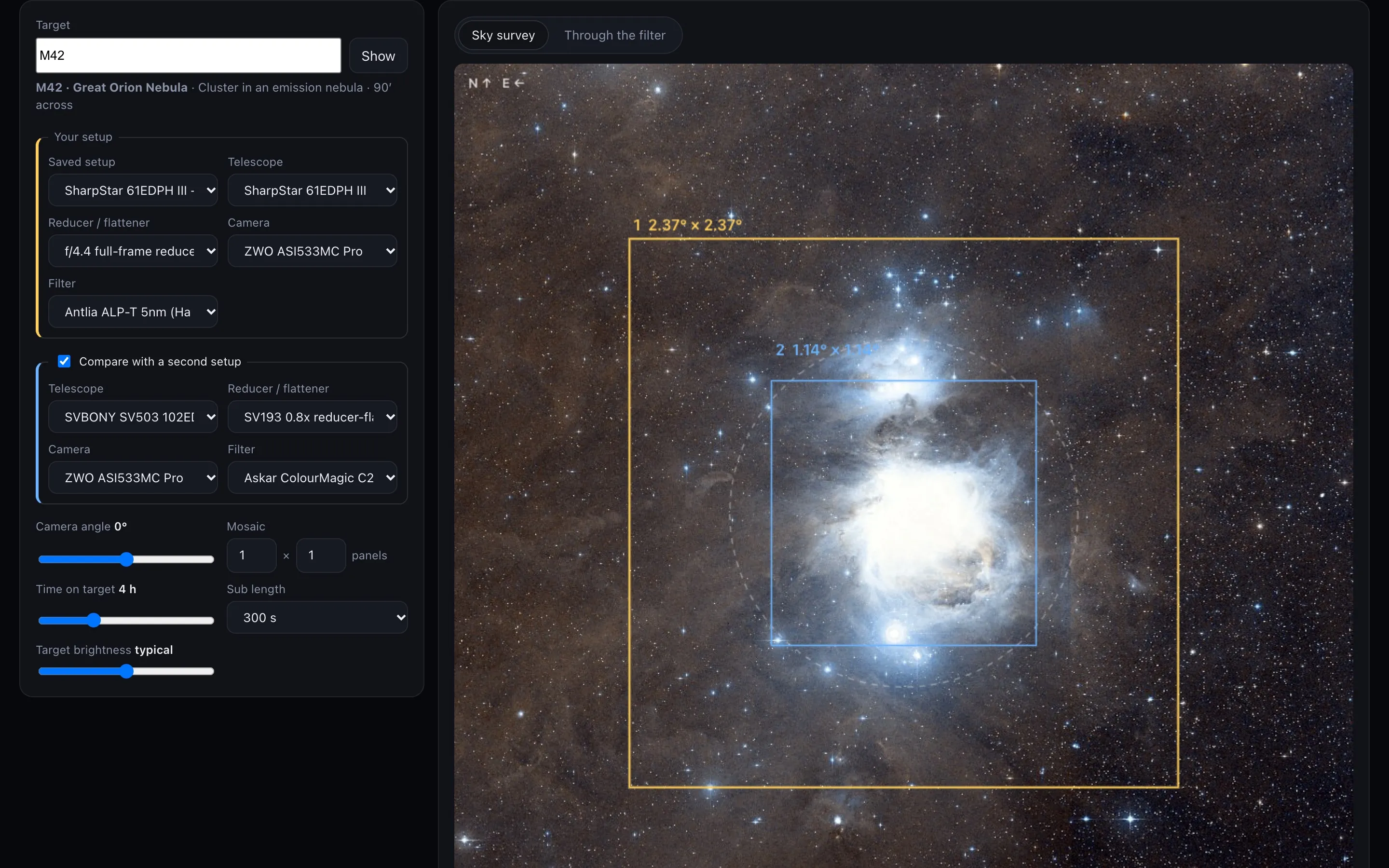 The simulator: your field of view on the real sky